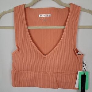 NWT Forever 21 Seemless Crop Top Active Sports Bra Removable Pads Coral Pick Sz